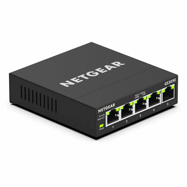 Netgear GS305E Ethernet Switch - 5 Ports - Manageable - Gigabit Ethernet - 1000Base-T - 2 Layer Supported - Twisted Pair - 1 Year Limited Warranty