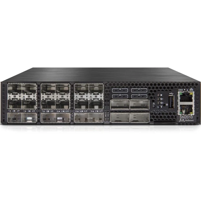 NVIDIA MSN2010-CB2F Spectrum 25GbE/100GbE 1U Open Ethernet Switch - Manageable - 25 Gigabit Ethernet, 100 Gigabit Ethernet - 25GBase-X, 100GBase-X - 3 Layer Supported - Modular - Optical Fiber - 1U High - Rack-mountable, Rail-mountable - 1 Year Limited Wa