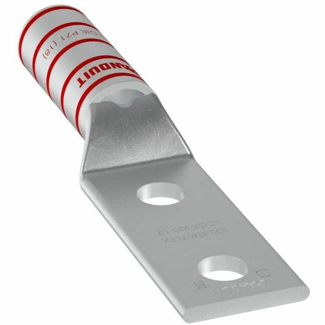 Panduit Pan-Lug LCCX300-12-6 Comp. Lug, Flex, 300, Tin Plt Copper, Strt, Two 1/2" Stud