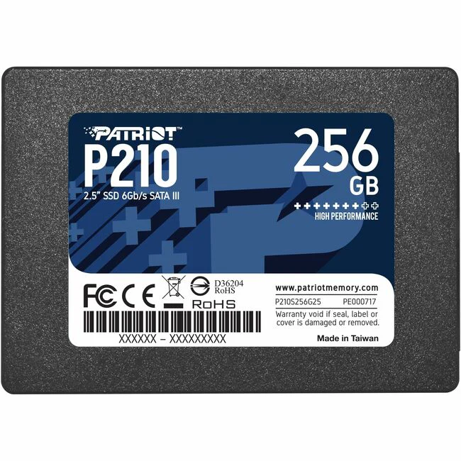 Patriot Memory P210 256 GB Solid State Drive - 2.5" Internal - SATA (SATA/600) - Black - 500 MB/s Maximum Read Transfer Rate - 3 Year Warranty