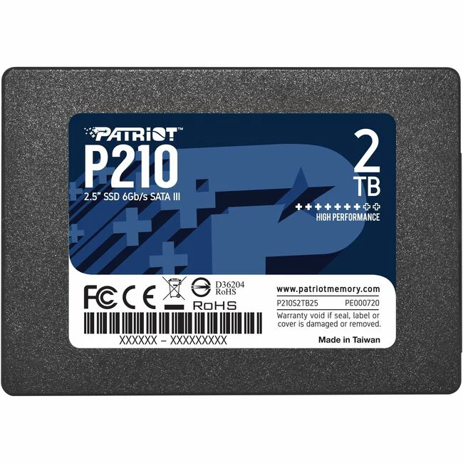 Patriot Memory P210 P210S2TB25 2 TB Solid State Drive - 2.5" Internal - SATA (SATA/600) - Desktop PC Device Supported - 960 TB TBW - 520 MB/s Maximum Read Transfer Rate - 3 Year Warranty