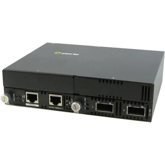 Perle 10 Gigabit Ethernet IP-Managed Stand-Alone Media Converter with Dual XFP Slots - Management Port - 10GBase-X - 2 x Expansion Slots - 2x XFP Slots - Wall Mountable, Rail-mountable, Rack-mountable