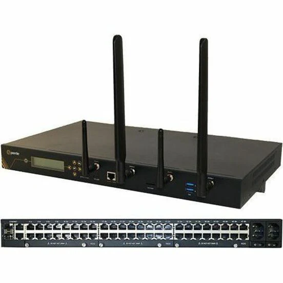 Perle IOLAN SCG50 S-LAW Console Server - 1000 MB - Twisted Pair, Optical Fiber - 2 Total Expansion Slot(s) - 2 x Network (RJ-45) - 3 x USB - 48 x Serial Port - 10/100/1000Base-T, 1000Base-X - Gigabit Ethernet - IEEE 802.11a/b/g/n - Wireless LAN - ISM Band