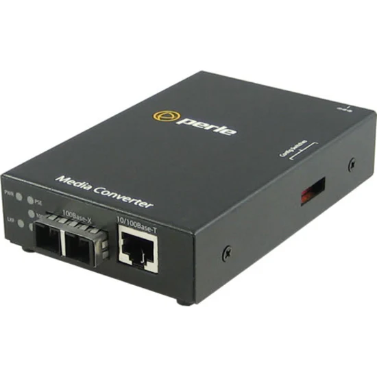 Perle S-110P-S2SC20 Media Converter - 1x PoE (RJ-45) Ports - 1 x SC Ports - 100Base-LX, 10/100Base-TX - 12.43 Mile - Rail-mountable, Rack-mountable, Wall Mountable