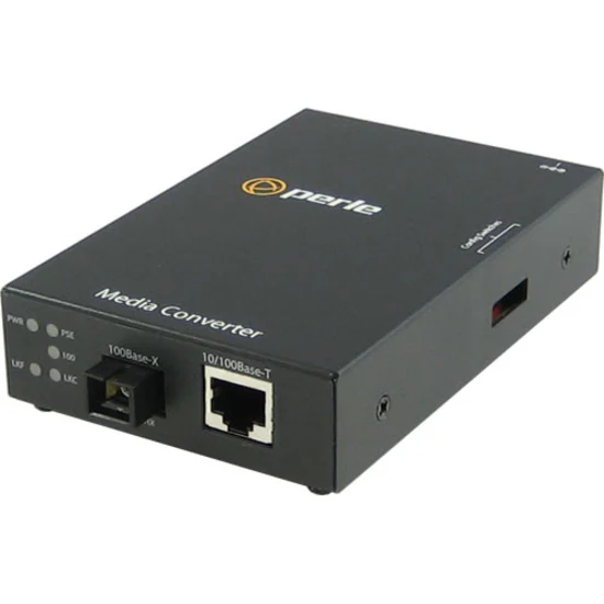 Perle S-110PP-S1SC40D Media Converter - 1x PoE+ (RJ-45) Ports - 1 x SC Ports - 10/100Base-TX, 100Base-BX-D - 24.85 Mile - Rail-mountable, Rack-mountable, Wall Mountable