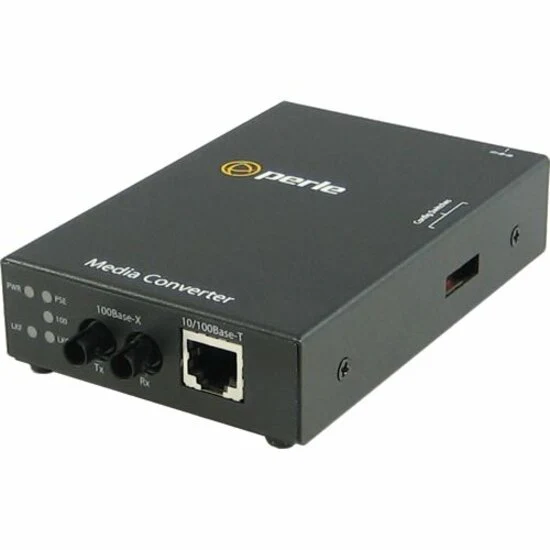 Perle S-110PP-S2ST20-XT Media Converter - 1x PoE+ (RJ-45) Ports - 1 x ST Ports - Single-mode - 10/100Base-TX, 100Base-LX - 12.43 Mile - Desktop, Rail-mountable, Rack-mountable, Wall Mountable