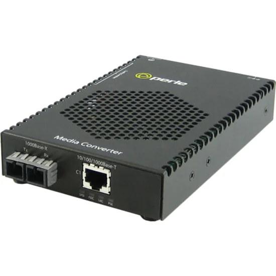 Perle S-1110PP-M2SC05-XT Meida Converter - 1x PoE+ (RJ-45) Ports - 1 x SC Ports - Multi-mode - 10/100/1000Base-T, 1000Base-SX - 1804.46 ft - Rail-mountable, Rack-mountable, Desktop, Wall Mountable