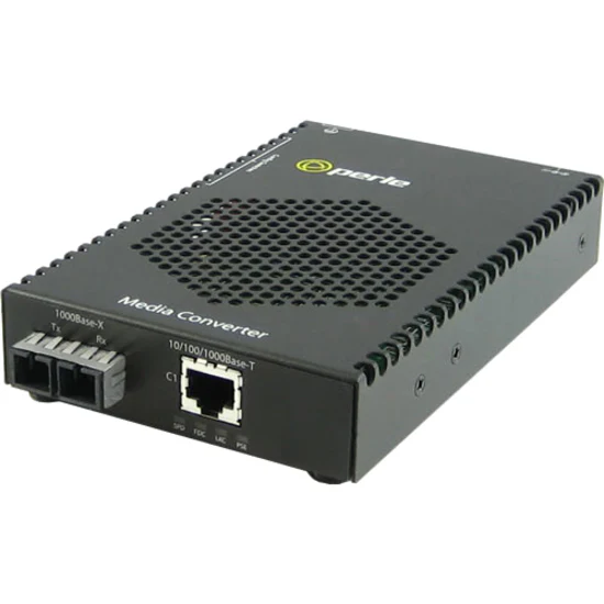 Perle S-1110PP-M2SC2 Media Converter - 1x PoE+ (RJ-45) Ports - 1 x SC Ports - 1000Base-LX, 10/100/1000Base-T - 1.24 Mile - Rail-mountable, Rack-mountable, Wall Mountable