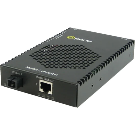 Perle S-1110PP-S1SC10U-XT Media Converter - 1x PoE+ (RJ-45) Ports - 1 x SC Ports - Single-mode - 10/100/1000Base-T, 1000Base-BX-U - 6.21 Mile - Rail-mountable, Rack-mountable, Desktop, Wall Mountable
