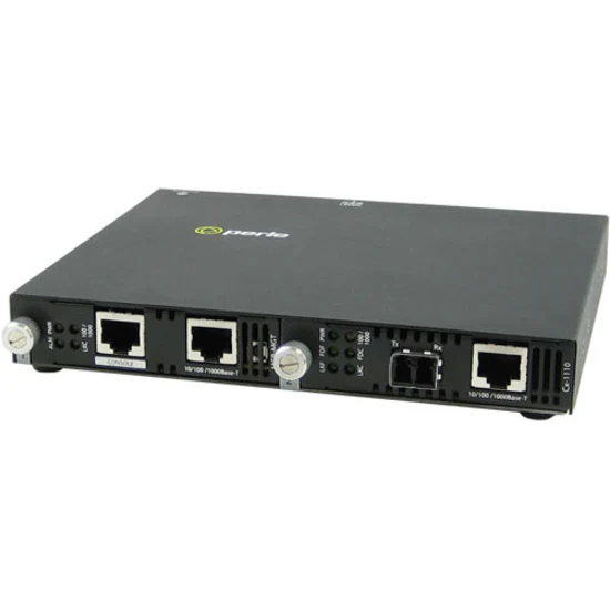 Perle SMI-1110-M2LC2 Media Converter - 2 x Network (RJ-45) - 1 x LC Ports - DuplexLC Port - Management Port - 1000Base-LX, 10/100/1000Base-T - 1.24 Mile - Rail-mountable, Rack-mountable, Wall Mountable