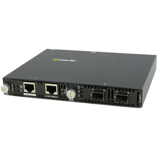 Perle SMI-4GPT-DSFP Fiber Mode Converter - Management Port - 1000Base-X - 2 x Expansion Slots - 2 x SFP Slots - Desktop, Rail-mountable, Wall Mountable, Rack-mountable