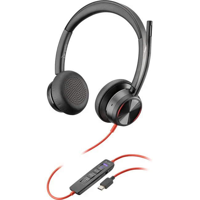 Poly Blackwire 8225 Headset - Microsoft Teams Certification - Stereo - USB Type A, USB Type C - Wired - 32 Ohm - 20 Hz - 20 kHz - On-ear - Binaural - Ear-cup - 7.10 ft Cable - Noise Cancelling Microphone - Noise Canceling - Black - TAA Compliant