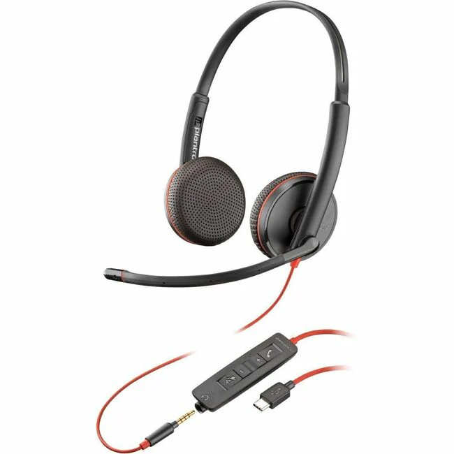 Poly Blackwire C3225 Headset - Microsoft Teams Certification - Stereo - Mini-phone (3.5mm), USB Type C - Wired - 32 Ohm - 20 Hz - 20 kHz - Over-the-head - Binaural - Ear-cup - 7.40 ft Cable - Omni-directional, Noise Cancelling Microphone - Noise Canceling