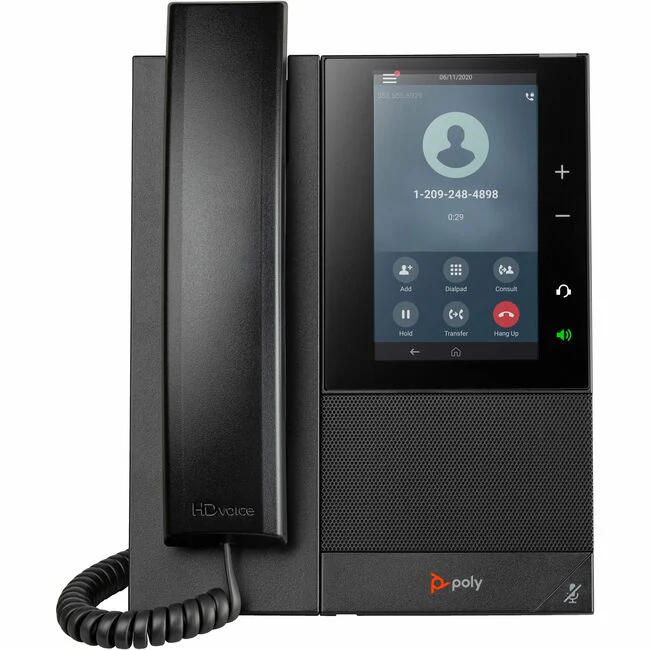 Poly CCX 500 IP Phone - Corded - Corded - Bluetooth - Desktop, Wall Mountable - Black - TAA Compliant - 24 x Total Line - VoIP - 5" LCD - 2 x Network (RJ-45) - PoE Ports