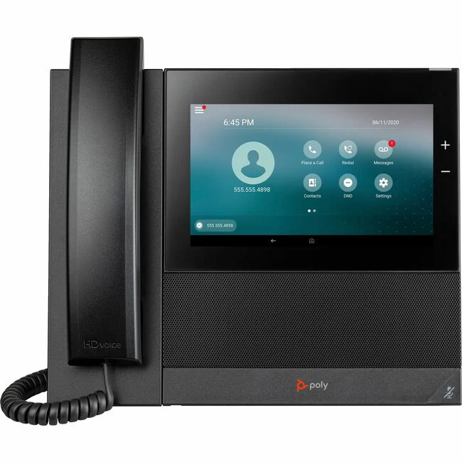 Poly CCX 600 IP Phone - Corded - Corded/Cordless - Wi-Fi, Bluetooth - Desktop - Black - TAA Compliant - 24 x Total Line - VoIP - 7" LCD - 2 x Network (RJ-45) - PoE Ports