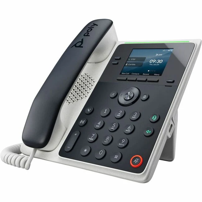 Poly Edge E100 IP Phone - Corded - Corded - Desktop, Wall Mountable - Black - VoIP - 2 x Network (RJ-45) - PoE Ports