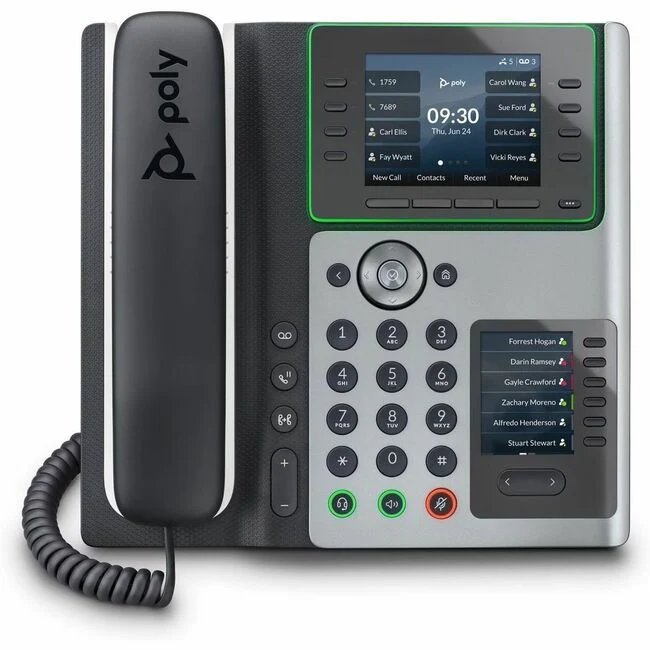 Poly Edge E450 IP Phone - Corded - Corded/Cordless - Wi-Fi, Bluetooth - Desktop - Black - VoIP - IEEE 802.11a/b/g/n/ac - 2 x Network (RJ-45) - PoE Ports