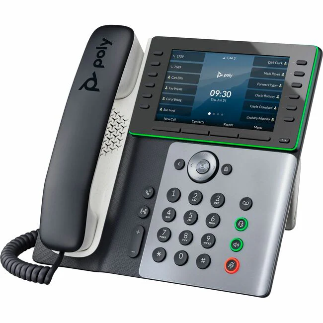 Poly Edge E500 IP Phone - Corded - Corded - Desktop, Wall Mountable - Black - VoIP - 2 x Network (RJ-45) - PoE Ports