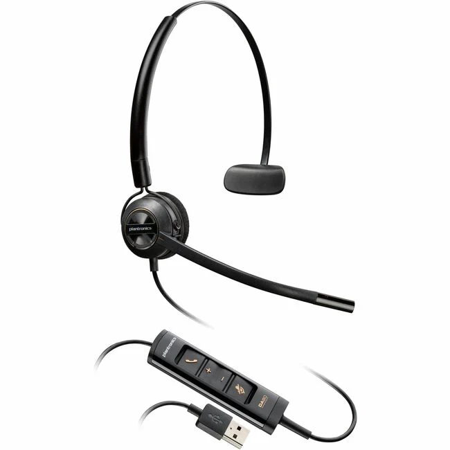 Poly EncorePro 545 USB-A Convertible Headset - Mono - Wired - 20 Hz - 20 kHz - On-ear - Monaural - Ear-cup - 7.15 ft Cable - Omni-directional Microphone - Black