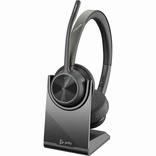 Poly Voyager 4300 UC 4320-M Headset - Microsoft Teams Certification - Google Assistant, Siri - Stereo - Wired/Wireless - Bluetooth - 164 ft - 20 Hz - 20 kHz - On-ear, Over-the-head - Binaural - Ear-cup - 4.92 ft Cable - MEMS Technology, Electret Condenser