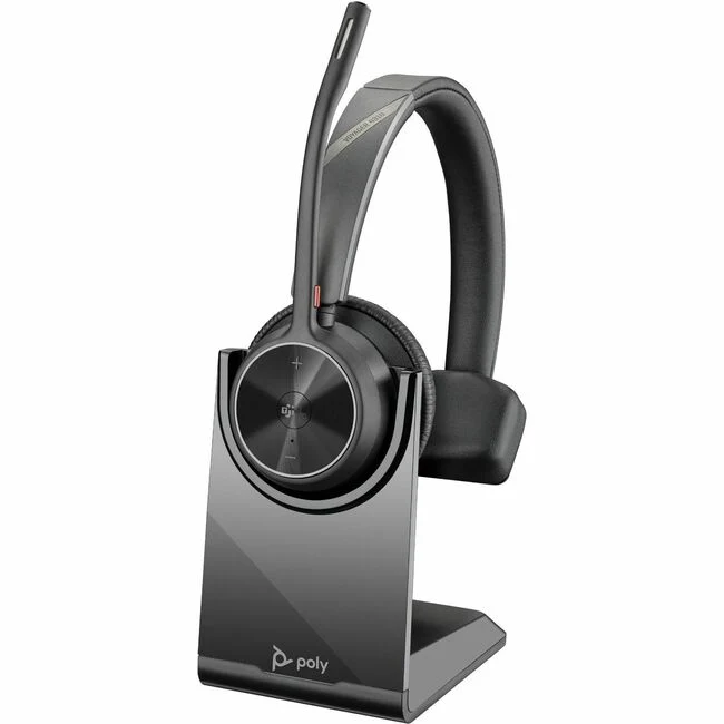Poly Voyager 4310 Microsoft Teams Certified USB-C Headset with Charge Stand - Microsoft Teams Certification - Siri, Google Assistant - Mono - Wireless - Bluetooth - 298.6 ft - 20 Hz - 20 kHz - Over-the-head, On-ear - Monaural - Ear-cup - Electret Condense