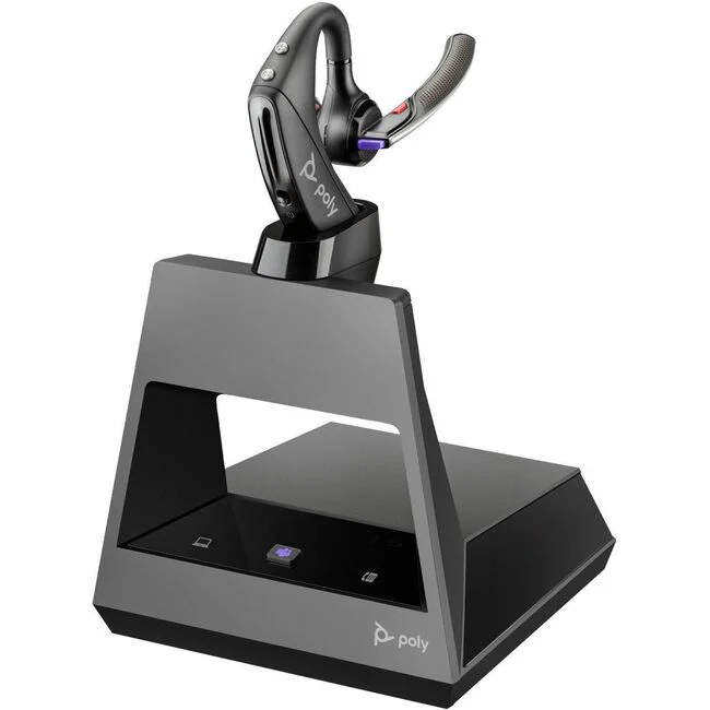 Poly Voyager 5200 USB-A Office Headset TAA - Microsoft Teams Certification - Siri, Google Assistant - Mono - Wireless - Bluetooth - 250 ft - 32 Ohm - Over-the-ear - Monaural - In-ear - 7.10 ft Cable - MEMS Technology, Omni-directional Microphone - Black -