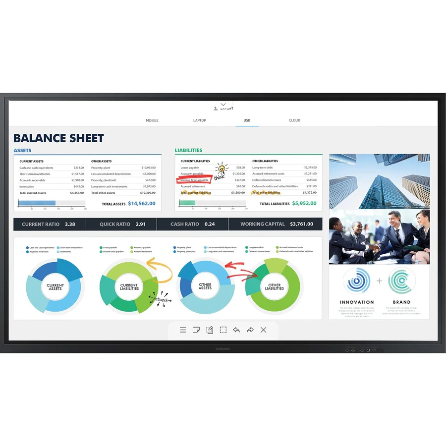 Samsung 85" UHD 4K Interactive Display - 85" LCD - ARM Cortex A72 1.70 GHz - 3 GB DDR4 SDRAM - Infrared (IrDA) - Touchscreen - 16:9 Aspect Ratio - 3840 x 2160 - Edge LED - 350 cd/m² - 4,000:1 Contrast Ratio - 2160p - USB - HDMI - Bluetooth - Tizen 6.