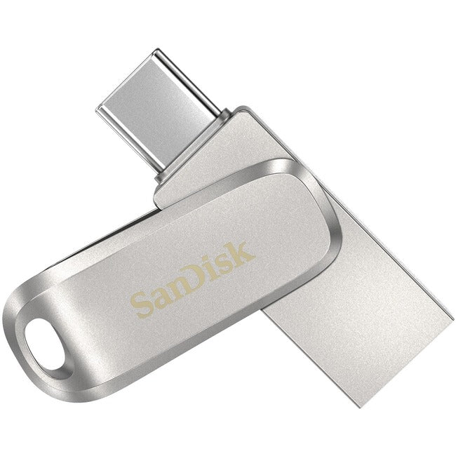 SanDisk 32GB Ultra Dual Drive Luxe USB Type A USB Type C Flash Drive - 32 GB - USB Type C, USB Type A - 150 MB/s Read Speed - Stainless Steel - 1 / Piece