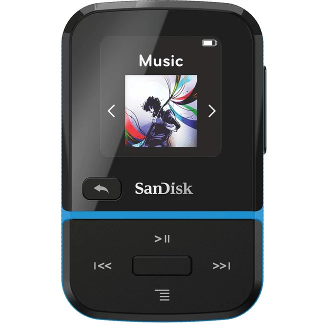SanDisk Clip Sport Go 16 GB Flash MP3 Player - Blue - FM Tuner, Voice Recorder - 1.2" LCD - MP3, AAC, Audible - 18 Hour