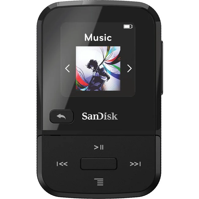 SanDisk Clip Sport Go 32 GB Flash MP3 Player - Black - FM Tuner, Voice Recorder - 1.2" LCD - MP3, AAC, Audible - 18 Hour