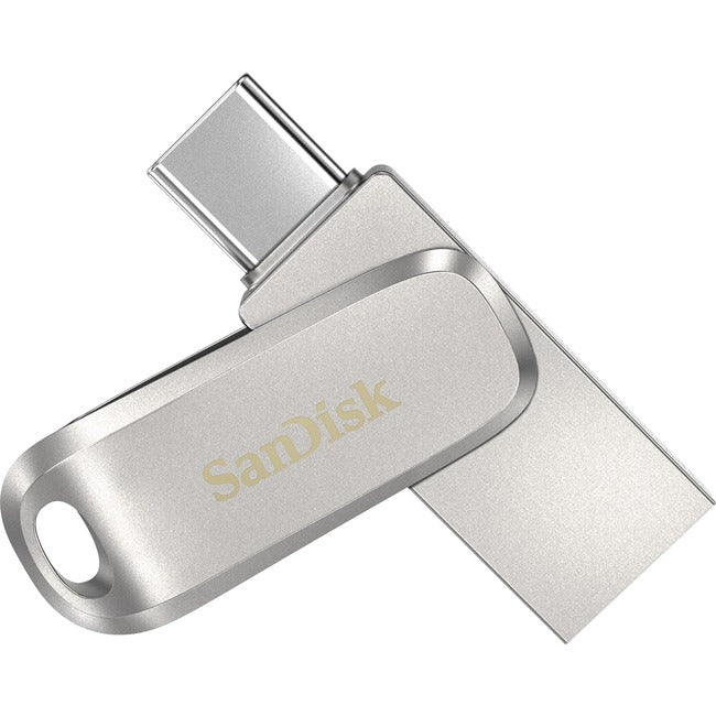 SanDisk Ultra Dual Drive Luxe USB Type-C Flash Drive - 512 GB - USB 3.1 (Gen 1) Type C, USB 3.1 (Gen 1) Type A - 150 MB/s Read Speed - Silver
