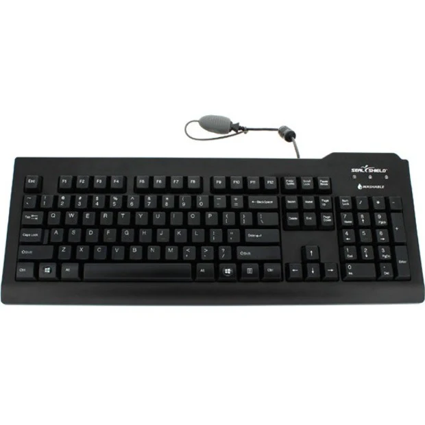 Seal Shield Silver Seal Keyboard Long Cable - Cable Connectivity - USB Interface - 104 Key - English (US) - QWERTY Layout - Computer - Membrane Keyswitch - Black