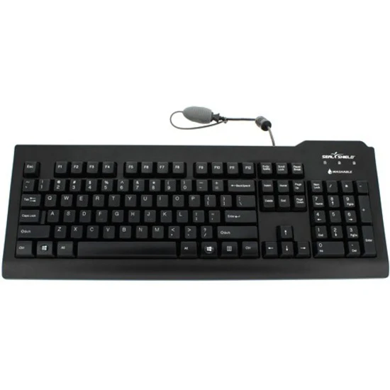 Seal Shield Silver Seal Waterproof Keyboard - Cable Connectivity - USB Interface - 105 Key - Polish - QWERTY Layout - Mac - Membrane Keyswitch - Black