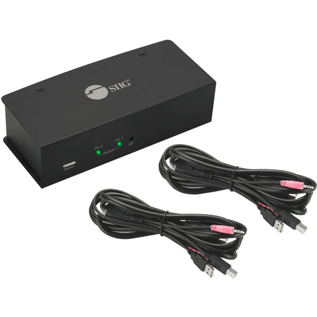 SIIG 2x1 Dual View USB HDMI KVM Switch - 4K 30Hz - Dual Display or Extended Display - Dual Display or Extended Display - 2 HDMI input and 2 HDMI output Dual View USB HDMI KVM Switch - HDMI 4K30Hz Single Monitor - USB 2.0 Hub/HID - MIC - Hotkey Switching -