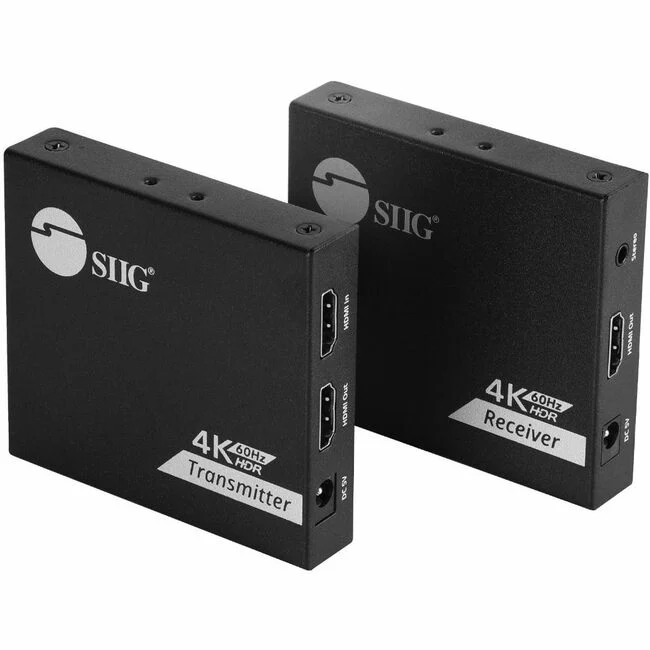 SIIG 4K 60Hz HDMI Over Cat6 Extender with Loopout & IR - HDMI 4K60Hz 4:4:4 8-bit / 4K60Hz HDR 4:2:0 10-bit Extender - Extends HDMI signals up to 230ft (70m) over a single Cat6/7 cable with a local HDMI output for monitoring the extended display - 18Gbps v