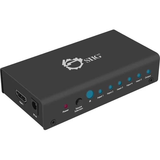 SIIG 5x1 HDMI Switch 4K - Share one UHD 4K HDMI Display between five UHD 4K HDMI sources with IR remote control - LED indicator - 10.2Gbps video bandwidth - HDCP 1.4 / CEC / 3D - video Up to 3840x2160 30Hz 4:4:4 - Metal housing - 5 HDMI input / 1 HDMI out