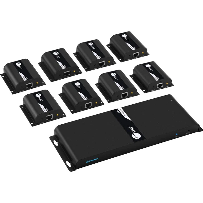 SIIG 8-Port HDMI Splitter Over Cat6 Extender with IR - 40M - 8 port HDMI over Cat6 Extender Kit- 130ft (40m) - HDMI over IP Extender 1 in 8 out - Full HD 1080p@60 - HDCP - 1x8 HDMI Splitter over Cat6 Extender - 1920x1080 60Hz - local HDMI output- One to M
