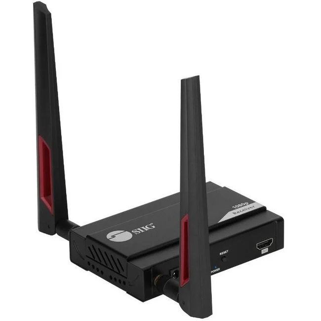 SIIG Full HD Wireless HDMI Extender - Receiver - Receives 1080p HDMI A/V signals wirelessly without complicated cable or wire installation - working range up to 656ft through line-of-sight environment - IR remote control - Dual 2T2R Antennal stands - IR r