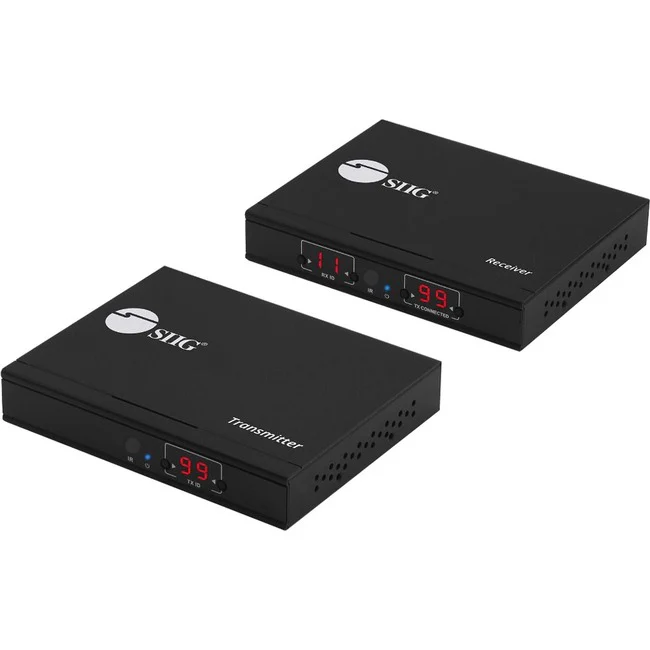 SIIG HDMI 2.0 4K60Hz Over IP Extender / Matrix with IR - Kit - 1 Input Device - 1 Output Device - 393.70 ft Range - 2 x Network (RJ-45) - 1 x HDMI In - 1 x HDMI Out - 4K - Twisted Pair - Category 7
