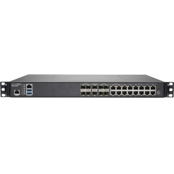 SonicWall NSA 3650 Network Security/Firewall Appliance - 16 Port - 1000Base-X, 10GBase-X - Gigabit Ethernet - Wireless LAN IEEE 802.11ac - AES (256-bit), DES, MD5, AES (192-bit), AES (128-bit), SHA-1, 3DES - 16 x RJ-45 - 11 Total Expansion Slots - 1U - Ra