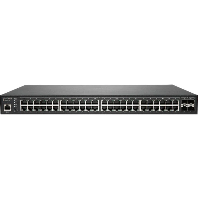 SonicWall Switch SWS14-48FPOE - 52 Ports - Manageable - TAA Compliant - 2 Layer Supported - Modular - 530 W Power Consumption - 740 W PoE Budget - Optical Fiber, Twisted Pair - PoE Ports - 1U High - Rack-mountable - 12 Month Limited Warranty