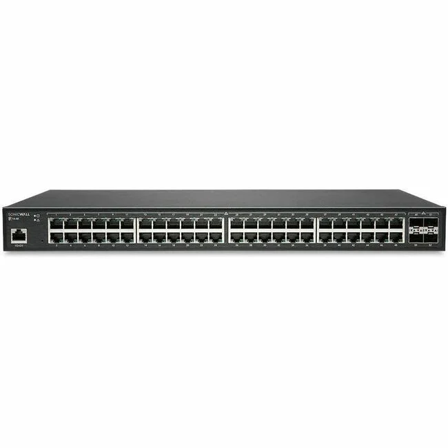 SonicWall SWS14-48 Switch with 1Year Support - 52 Ports - Manageable - Gigabit Ethernet, 10 Gigabit Ethernet - 1000Base-T, 10GBase-X - TAA Compliant - 2 Layer Supported - Modular - 44 W Power Consumption - Optical Fiber, Twisted Pair - 1U High - Rack-moun