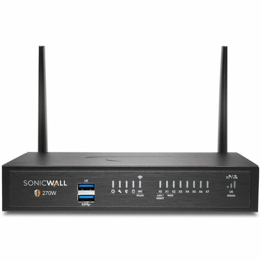 SonicWall TZ270w Network Security/Firewall Appliance - Intrusion Prevention - 8 Port - 10/100/1000Base-T - Gigabit Ethernet - 256 MB/s Firewall Throughput - Wireless LAN IEEE 802.11 a/b/g/n/ac - DES, 3DES, MD5, SHA-1, AES (128-bit), AES (192-bit), AES (25