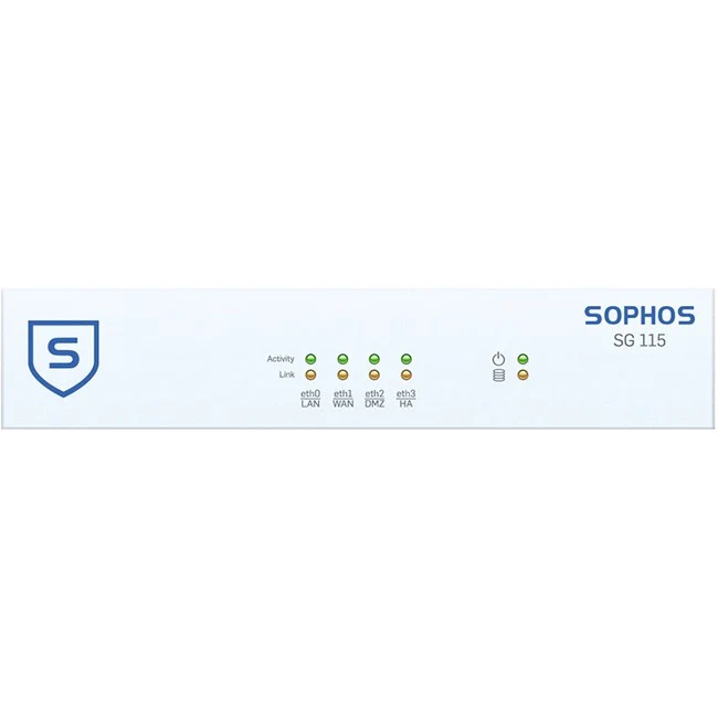Sophos SG 115w Network Security/Firewall Appliance - 4 Port - 1000Base-T - Gigabit Ethernet - Wireless LAN IEEE 802.11n - 4 x RJ-45 - 1U - Desktop, Rack-mountable