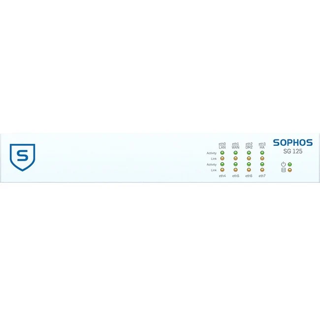 Sophos SG 125w Network Security/Firewall Appliance - 8 Port - 1000Base-T - Gigabit Ethernet - Wireless LAN IEEE 802.11ac - 8 x RJ-45 - 1U - Desktop, Rack-mountable