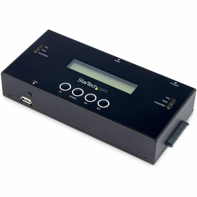StarTech.com 1:1 Standalone Hard Drive Duplicator and Eraser, SAS/SATA HDD/SSD Cloner/Copier and Disk Eraser/Sanitizer/Wiper, Toolless - 1:1 Standalone SAS/SATA hard drive duplicator/copier and disk eraser/wiper performs HDD/SSD cloning and erasing, no PC