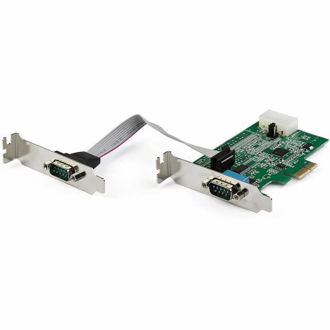 StarTech.com 2-port PCI Express RS232 Serial Adapter Card - PCIe Serial DB9 Controller Card 16950 UART - Low Profile - Windows and Linux - 2-port PCI Express RS232 serial controller card w/16950 UART/ASIX AX99100 - Bi-directional speeds 921.6Kbps/port | 2
