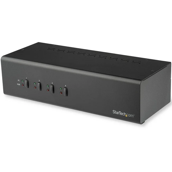 StarTech.com 4 Port Dual Monitor Dual Link DVI KVM Switch 1440p Dual Screen/View/ Display Compact USB KVM Switch w/USB 3.0 Hub & Audio TAA - 4 Port Dual Monitor Dual Link DVI USB KVM Switch w/hotkey/manual switching - Dual Screen Display - 2048x1536 Analo