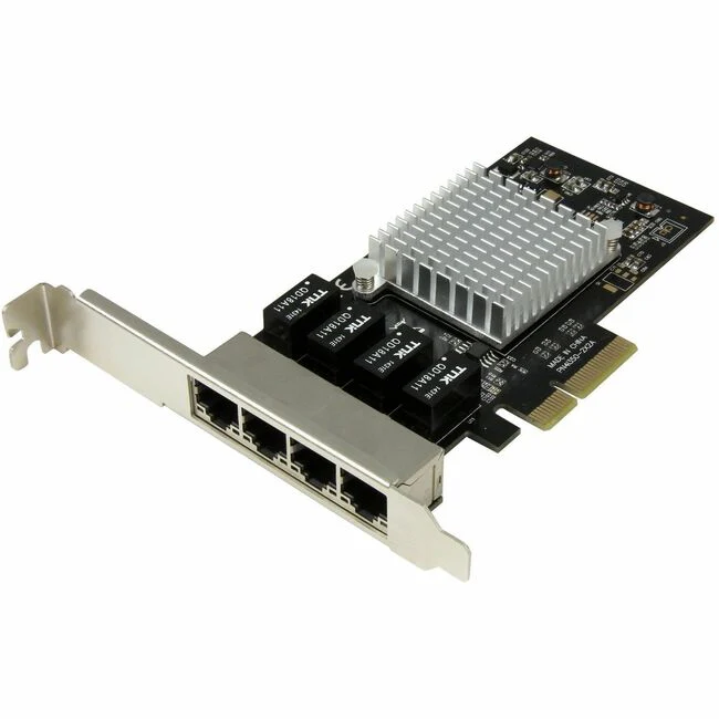 StarTech.com 4-Port Gigabit Ethernet Network Card - PCI Express, Intel I350 NIC - Quad Port PCIe Network Adapter Card w/ Intel Chip - Add four Gigabit Ethernet ports to a client, server or workstation through one PCI Express slot - 4-port Gigabit Ethernet