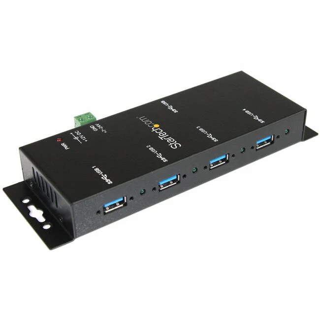 StarTech.com 4 Port Industrial USB 3.0 Hub - 5Gbps - Mountable - Rugged USB Hub - Add 4 external,wall mountable USB 3.0 ports from a single USB connection - Mountable 4 Port USB 3 Hub - 4 Port Rugged USB 3.0 Hub - Metal Chassis - Built-in Surface Mounting